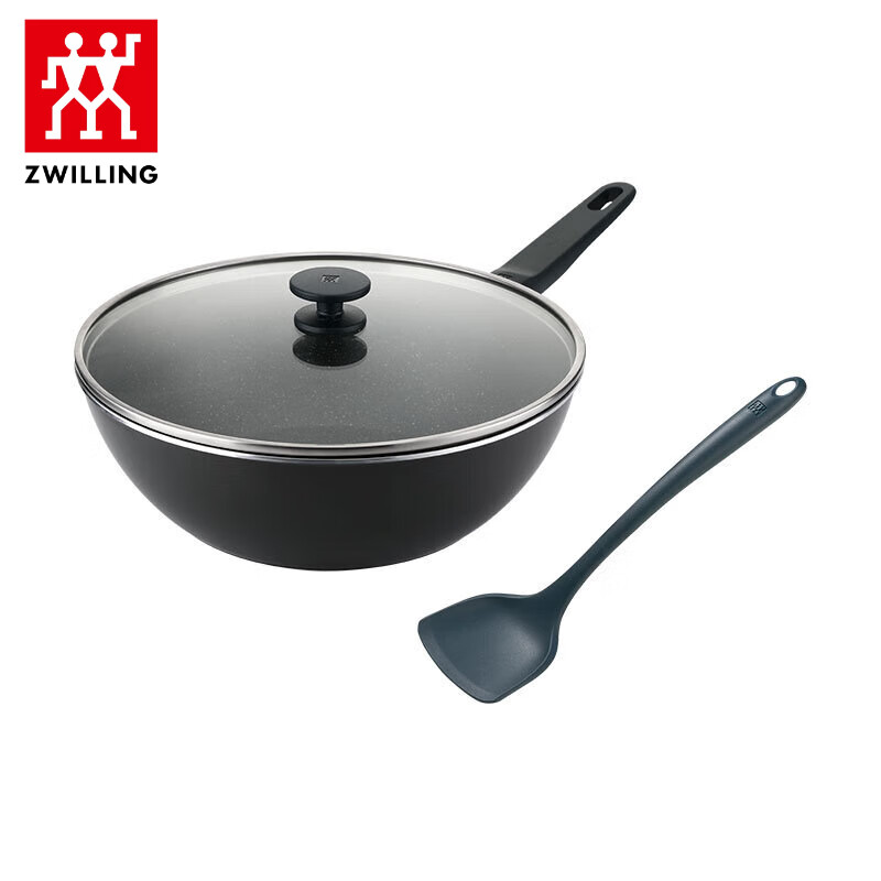 双立人 ZW-NS105/1027223 不粘炒锅附中式铲蓝莓色30cm 大底径炒锅 防烫手柄