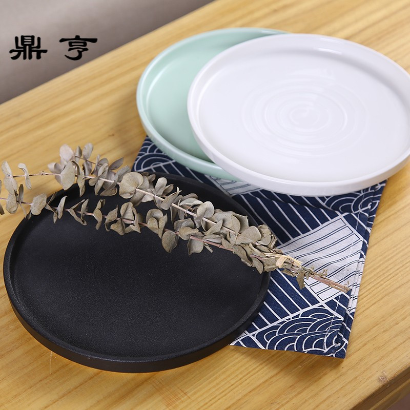 鼎亨陶瓷酒盘 果盘托盘圆形 茶盘 酒具套装瓷盘 酒具9寸托盘