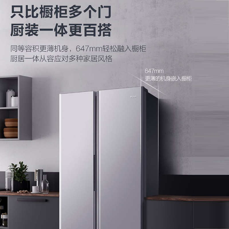 海尔(Haier)523升对开门超薄嵌入冰箱 大容量囤货 黑金净化抑菌 人性化分储 BCD-523WGHSSEDGH高清大图