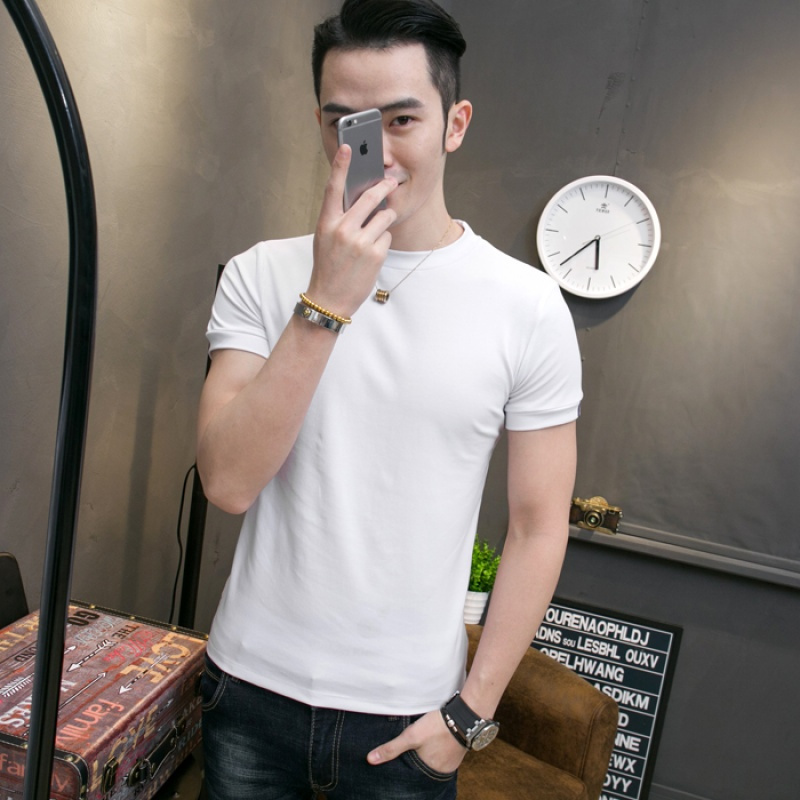 短袖T恤男士纯色韩版体恤打底衫夏款时尚修身圆领半袖男装上衣服