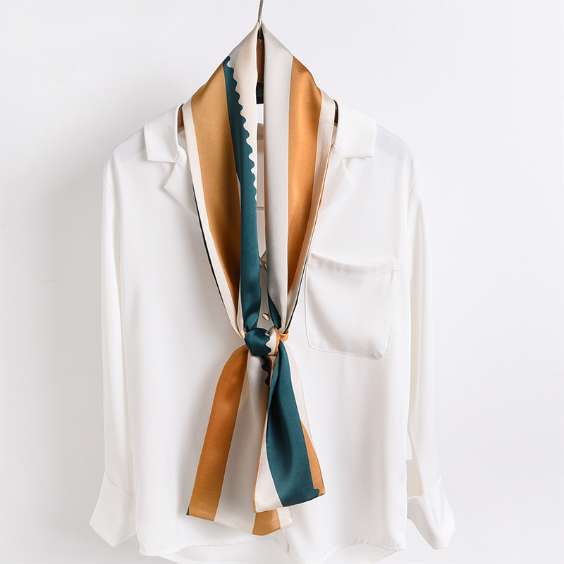 盛世尼曼细窄长条小丝巾女春秋款洋气时尚百搭装饰小方巾韩国领巾围巾