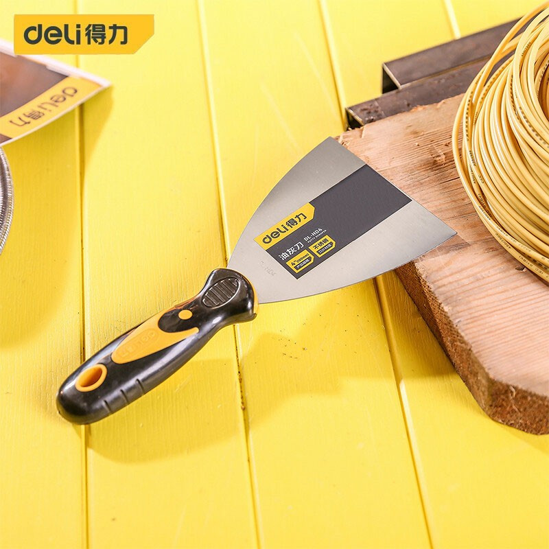 得力(deli)DL-HD4不锈钢油灰刀 清洁刮刀铲刀抹灰腻子刀 4英寸 2把装 1件