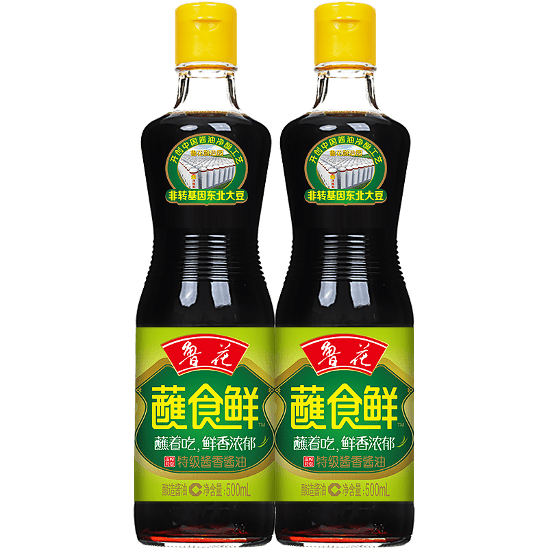 鲁花蘸食鲜酱油500ml*2瓶