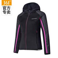 361°卫衣女士连帽开襟2017新款正品秋季潮361度女士速干跑步休闲外套