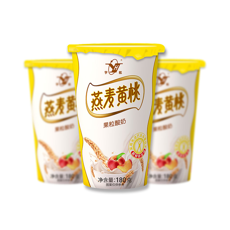 苏宁宜品宇航风味酸奶组合黄桃燕麦+红枣+益生元12杯/箱