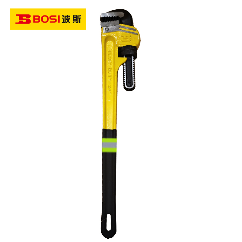 波斯(BOSI) 荧光系列重型管子钳沾塑柄 24寸/600mm 把高清大图