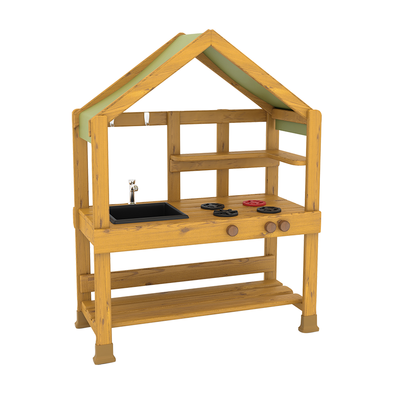 华森葳 户外厨房小屋 一体桌凳 户外烧烤架 简素原木厨房柜 清洗厨房组(冰箱+ 水池)烹饪厨房组(灶台+ 烧烤) HW1-S731