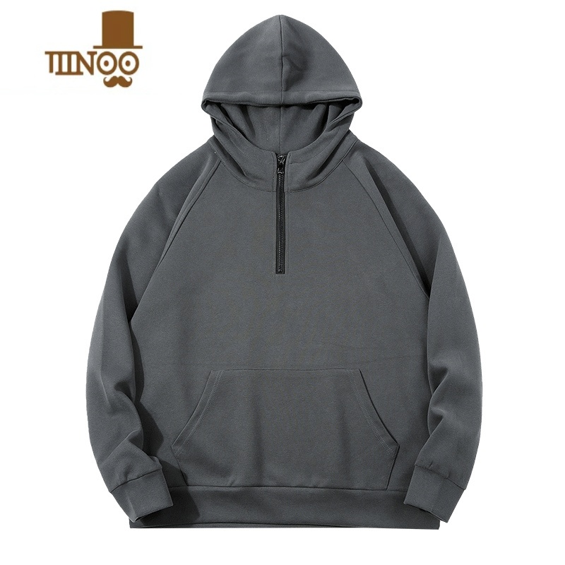 YANXU半拉链卫衣男款ins潮牌长袖t恤上衣秋季新款连帽外套男士高清大图