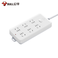 公牛(BULL)GN-109K全长5米六插孔总控开关带保护门大孔间距插座/接线板/排插/拖线板/插排白色