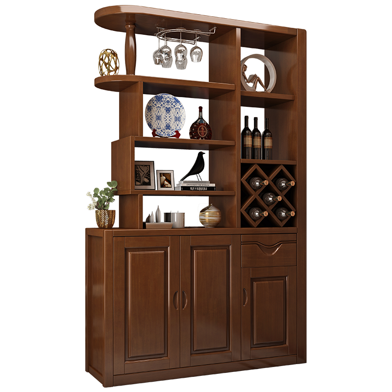 青木川 实木酒柜鞋柜一体靠墙小户型双面客厅餐厅隔厅柜1.2米家用小户型进门入户玄关隔断屏风柜门厅柜简约现代高清大图