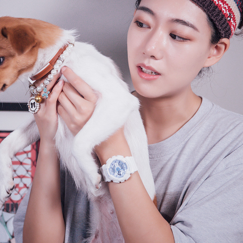 卡西欧手表女g-shock独角兽限量海洋之心女士运动防水蓝白学生手表