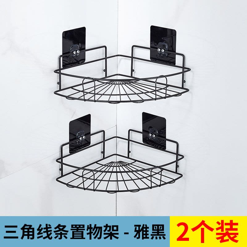 卫生间不锈钢304置物架三角架浴室壁挂方形免打孔厕所转角收纳架图片