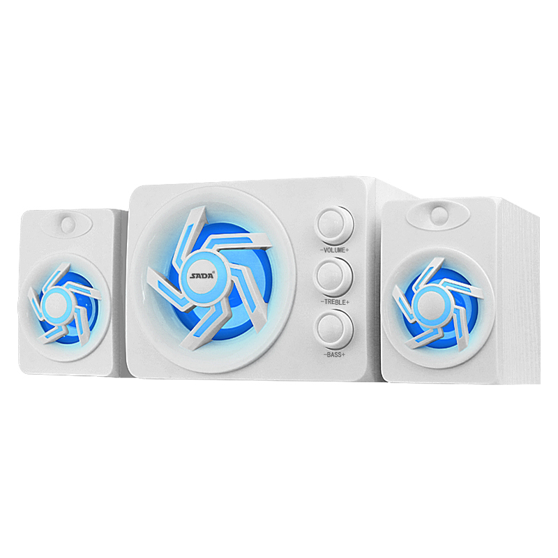 赛达D-209电脑音箱桌面台式低音炮音响家用2.1声道可插卡U盘台式笔记本手机通用USB供电 蓝牙版白色