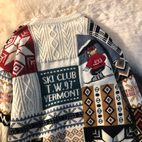 BaLuoShangJew4room美式复古慵懒风古着小熊男生情侣毛衣设计感小众日系秋冬毛衣