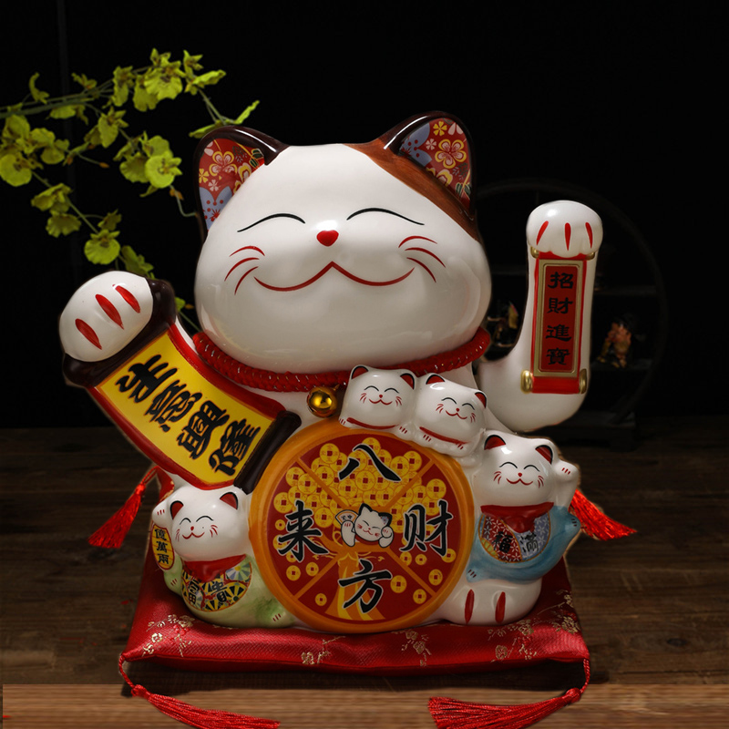 猫摆件开业大号电动摇手陶瓷发财猫店铺开业送礼进宝摆件 三维工匠 27厘米高摇手款生意兴隆-61A猫高清大图