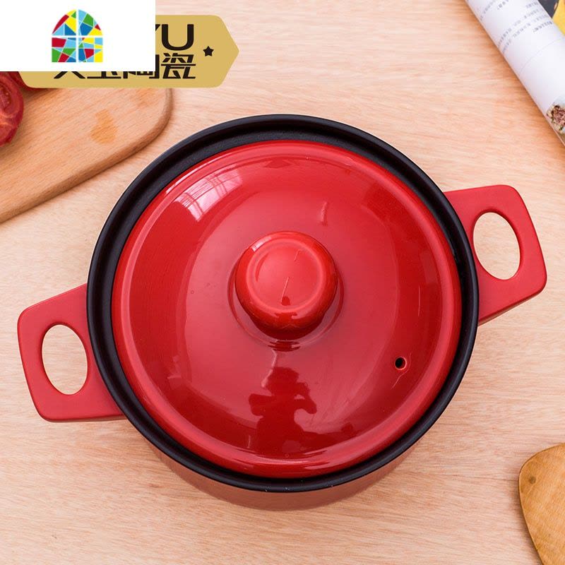 大砂锅炖锅家用煲汤陶瓷锅明火可高温汤锅燃气炖汤煲养生石锅 FENGHOU 2.5升马卡龙蓝色高锅[适用3-4人]图片