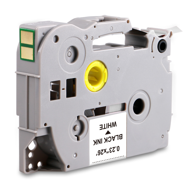 格之格TZe-Z211标签色带 带芯片 适用兄弟PT-E115标签打印机色带 6mm*8m 白底黑字