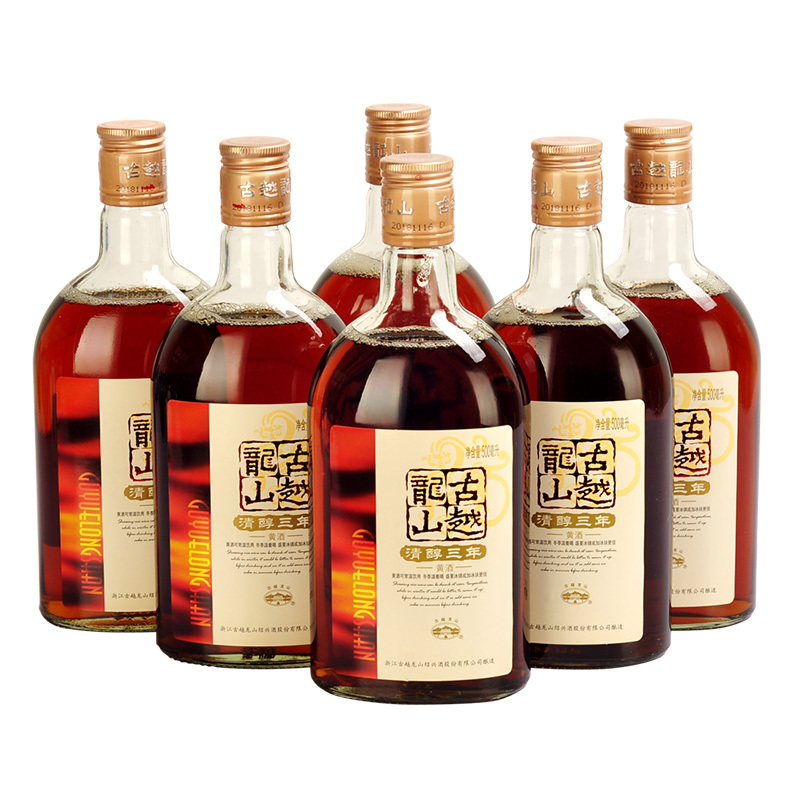 古越龙山 绍兴黄酒清醇三年花雕酒糯米酒 500ML*6瓶