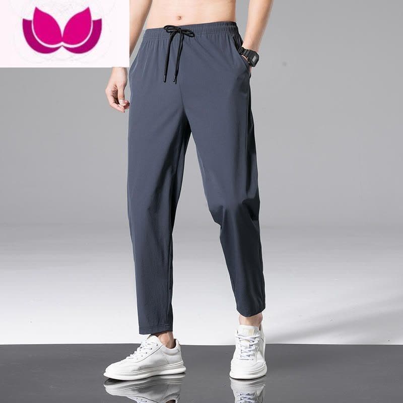 七斓夏季薄款男士九分裤潮流小脚裤哈伦裤宽松裤子男9分裤纯色休闲裤图片