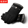 恒源祥皮手套男士骑行加绒加厚防风保暖真皮手套男冬季电车摩托车 均码 猪皮毛口箭头351--黑色