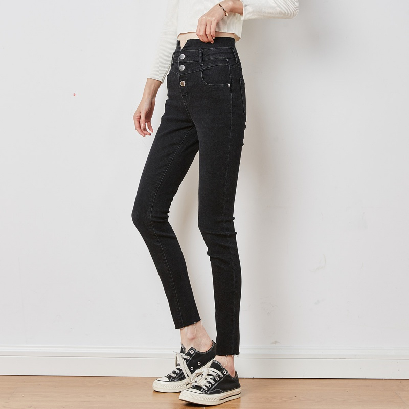 2折价499元唐狮高腰牛仔裤女紧身牛仔裤女小脚牛仔裤女士牛仔裤女牛仔