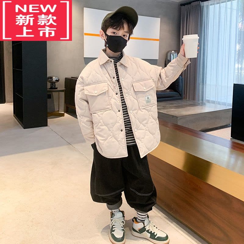 可莉允儿童装男童夹棉外套秋冬款2022新款大童冬装二棉棉衣加厚洋气炸街棉服图片
