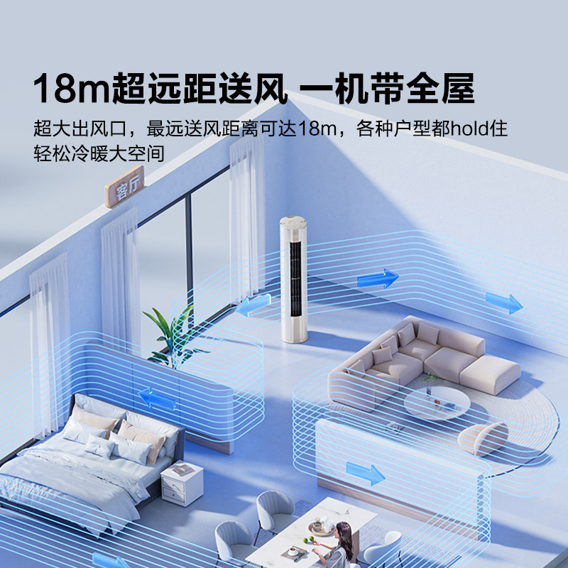 海信 3匹 易省电E370 AI省电 速冷热 自然风防直吹 新一级立式客厅柜机空调KFR-72LW/E370-X1