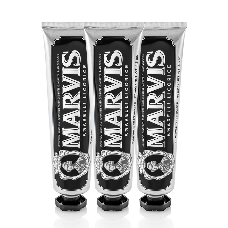 MARVIS玛尔仕甘草薄荷味牙膏(黑色)85ml+85ml+85ml