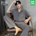 啄木鸟2025新款冰丝薄款可外穿睡衣男士夏透气短袖长裤居家服22