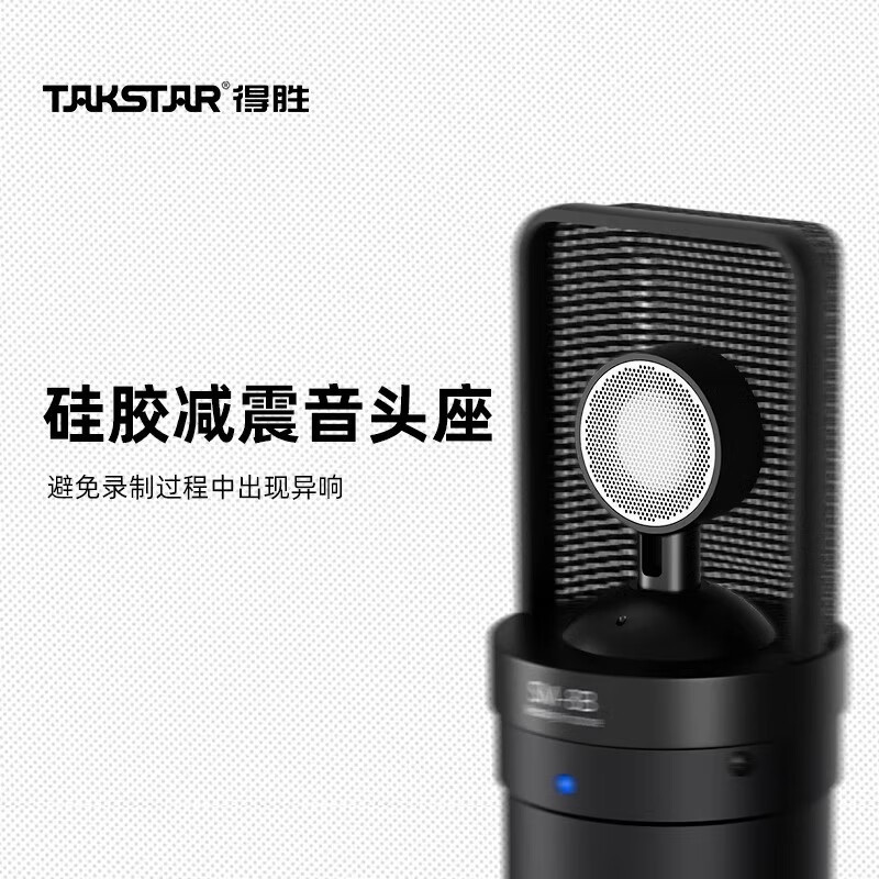 得胜(TAKSTAR)SM-8B电容麦克风话筒电脑录音设备主播手机K歌专用直播笔记本通用幻象电源套餐 SM-8