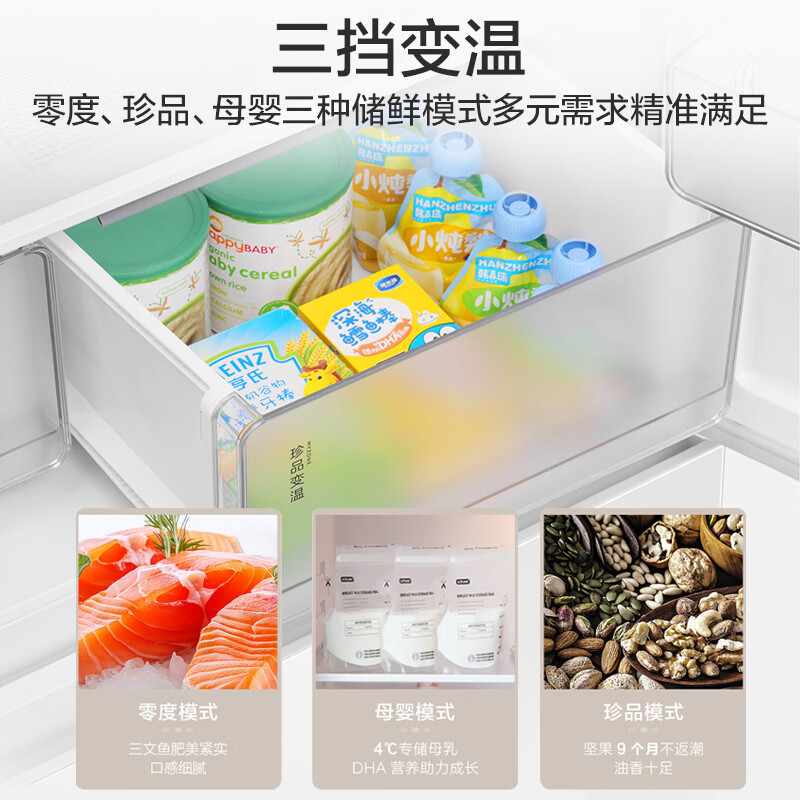 统帅(Leader)法式四开门冰箱500L容量 超薄零嵌入式家用一级能效电冰箱底部前置散热 LF4-526WL1U1高清大图