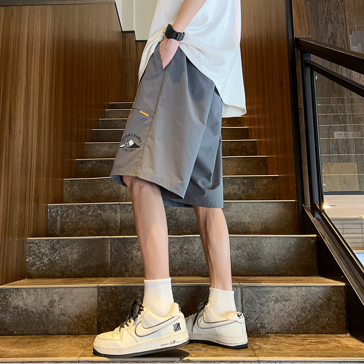男士短裤夏季休闲短裤男夏季男裤夏季薄款短裤男夏季五分裤男短裤_50236 M 墨灰