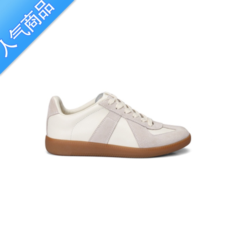 SUNTEK内增高羊皮德训鞋女百搭休闲平底系带小白鞋厚底学院风板鞋女高清大图
