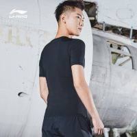 李宁健身衣男士款专业系列短袖弹性训练服男装紧身运动服