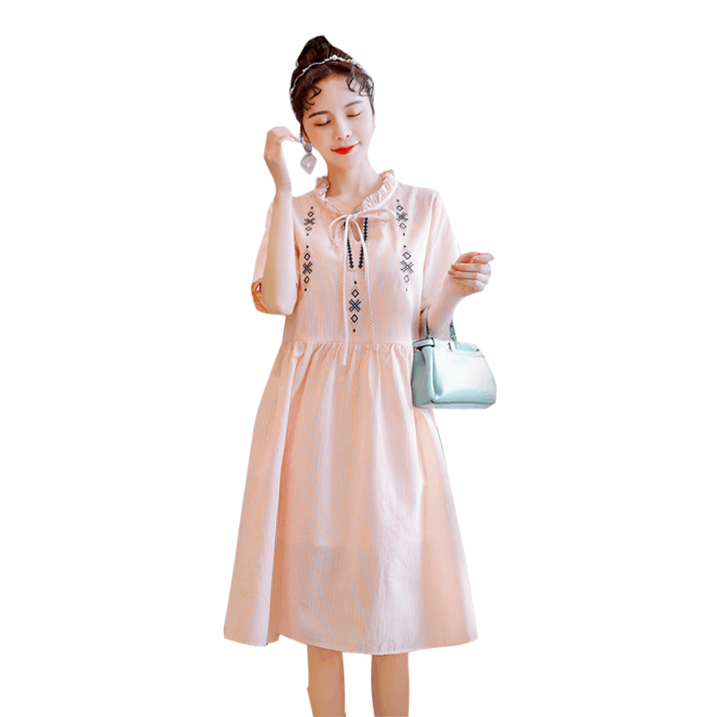 迪鲁奥(DILUAO)新款孕妇连衣裙2021夏韩版短袖孕妇裙中长款孕妇连衣裙夏季裙子图片