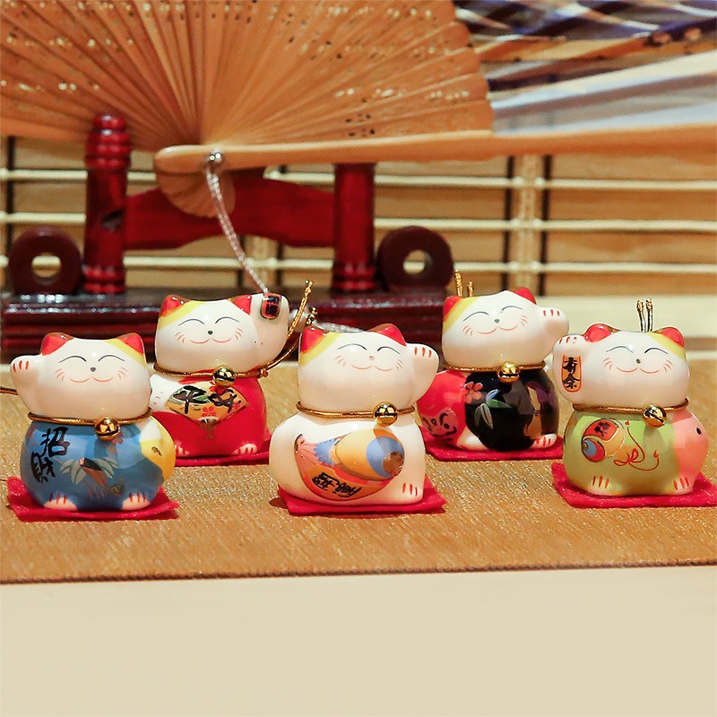 猫摆件创意可爱家居客厅店铺开业迷你小号陶瓷生日 三维工匠 五福猫一套猫高清大图