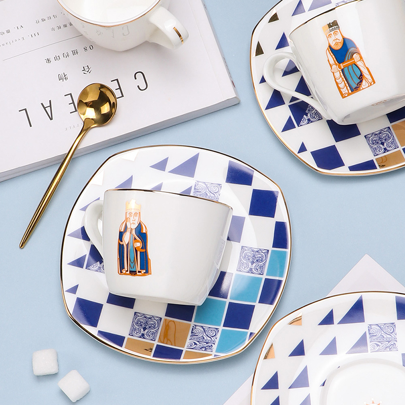 金边骨瓷咖啡杯碟套装欧式烘焙精灵小下午茶小咖啡杯碟