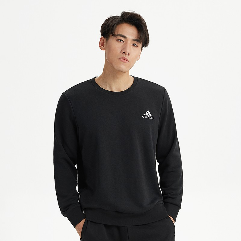 阿迪达斯(adidas)23夏季新款跑步训练运动服长袖健身透气休闲圆领套头衫 GK9094/黑色