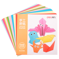 得力deli折纸100张10cm彩色彩纸卡纸剪纸书厚手工纸材料正方形儿童幼儿园千纸鹤手工大张制作DIY多功能6406
