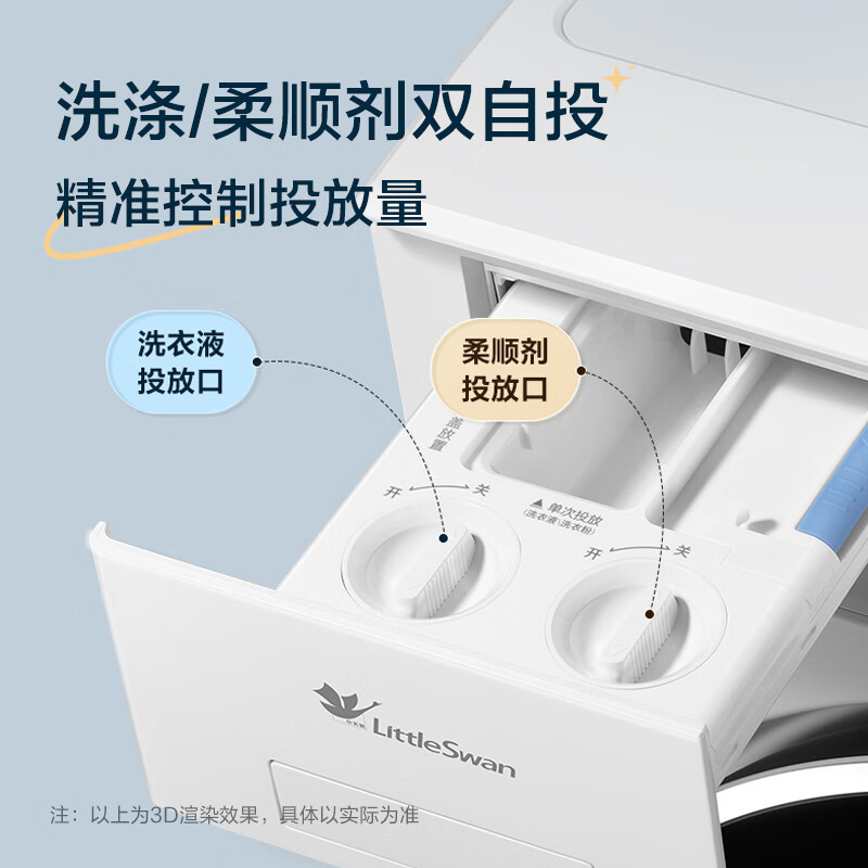 小天鹅小蓝鲸2.0滚筒洗衣机全自动家用纯平全嵌白色超薄蓝氧防串色 1.15超高净洗比 TG10VE80家电国家政府补贴高清大图
