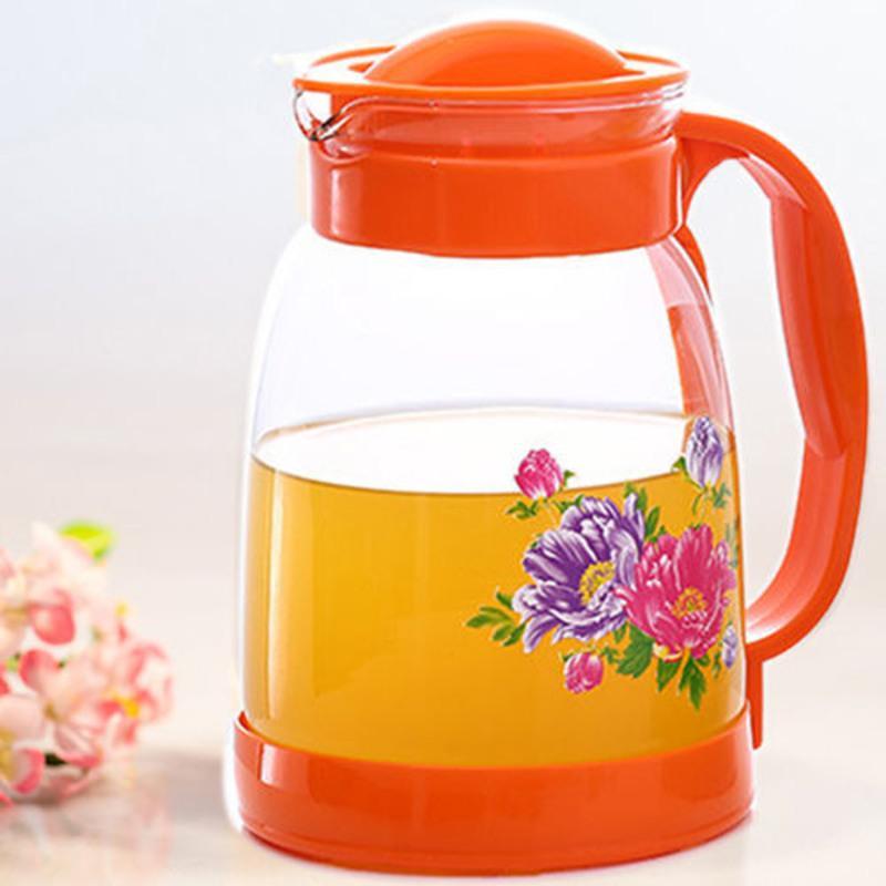大容量凉水壶茶壶玻璃壶冷水壶热水壶大号泡茶壶茶杯18升桔色凉水壶
