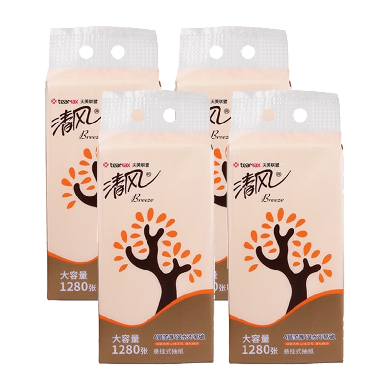 清风抽纸大容量悬挂式加厚4层*320抽*4提AR1ATM