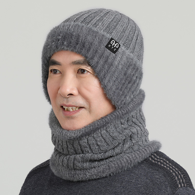 恒源祥中老年人帽子男士冬季爷爷老头保暖帽子羊毛加绒冬天毛线帽