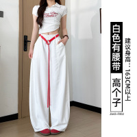 速干透气空调裤女新款高腰气球裤小个子松弛感美式工装阔腿裤_567 L-（115-130斤） 白色-高个子（含皮带）