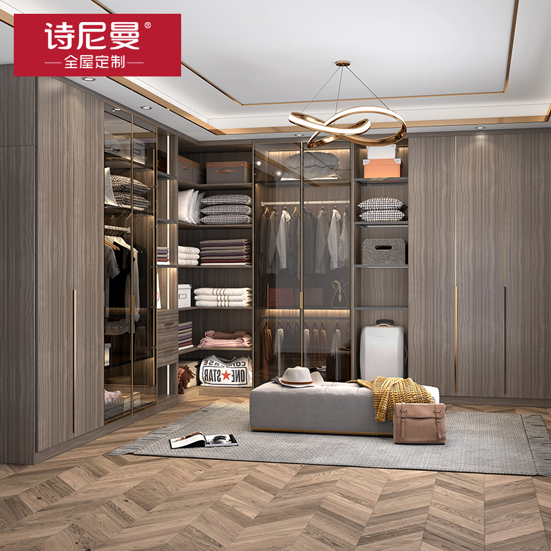 诗尼曼全屋定制整体家具卧室衣柜走入式衣帽间轻奢玻璃门衣柜定制视频