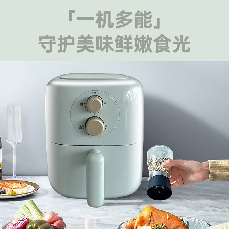 西屋(WESTINGHOUSE) Z 1200W条纹滤油底盘3L抽篮断电功能空气炸锅 浅绿色 WAF-LZ3503F高清大图