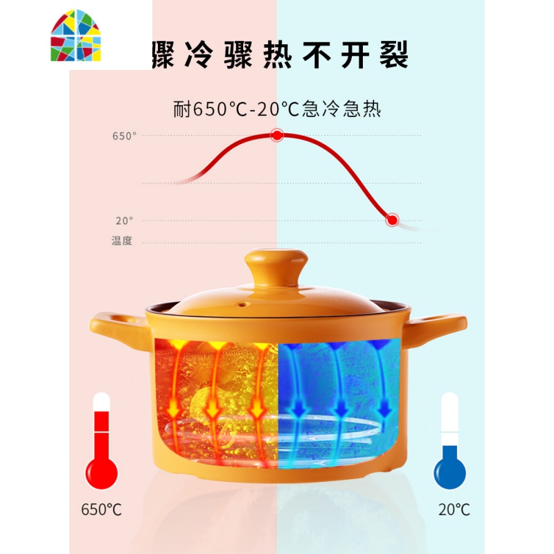 砂锅炖锅煲汤家用陶瓷锅燃气煤气灶专用煲仔饭可高温宝宝奶锅 FENGHOU 糖果色1L奶锅湖蓝色高清大图