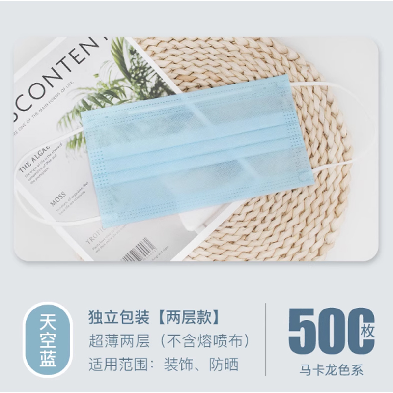 一次性口罩 蓝色500只-独立装高清大图