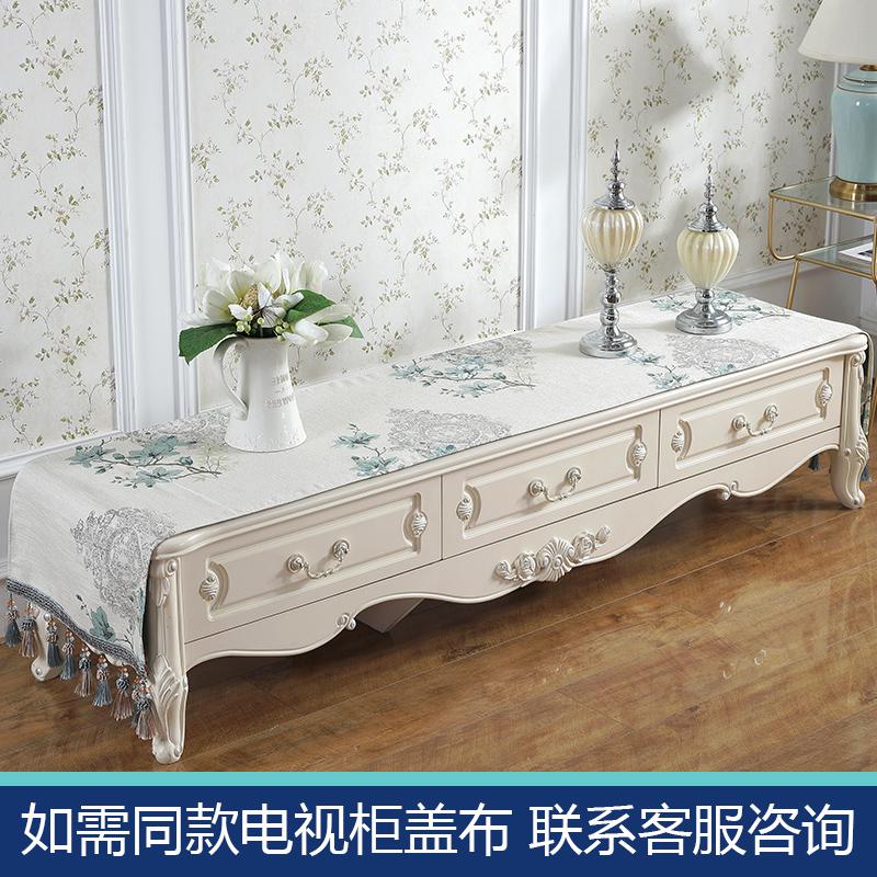新中式55寸液晶电视机盖布防尘罩60寸曲面屏挂式欧式家用布艺32寸 芳华蓝色电视机罩 65英寸(宽148*高90)高清大图