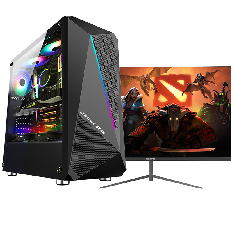 铭能 i9级八核E5 2660/RX550 4G独显/16G内存/256G固态+500G机械盘 台式机 DIY组装机 台式电脑家用办公组装电脑学生电脑台式游戏电脑主机+24英寸全套